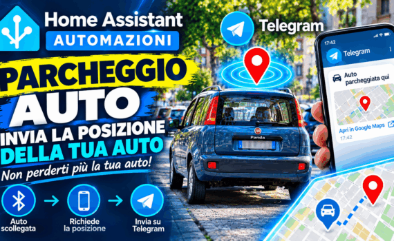 Con una automazione di poche righe vi spiego come poterci far inviare da Home Assistant la posizione dell'auto appena parcheggiata