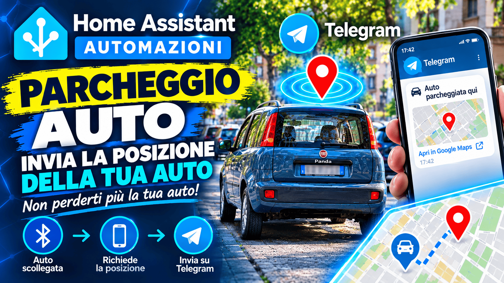 Con una automazione di poche righe vi spiego come poterci far inviare da Home Assistant la posizione dell'auto appena parcheggiata